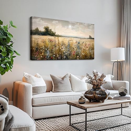 Framed Wall Decor For Living Room Canvas Prints Wall Art Bedroom Office Decoration Vintage Abstract Painting Rural Natural Landscape Artworks Pictures Ready To Hang Farmhouse Home Decor