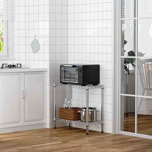 MZG 220 lbs 2 Tier Storage Rack Metal Wire Shelving Unit