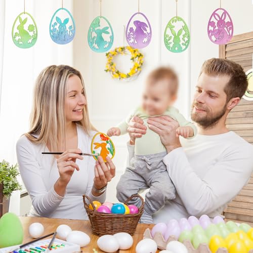 36PCS Wooden Easter Ornaments to Paint (36 Count)