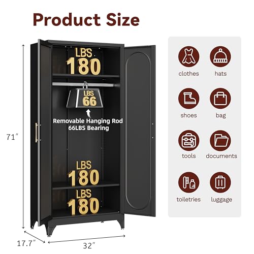 71" Tall Armoire Wardrobe Closet with Mirror