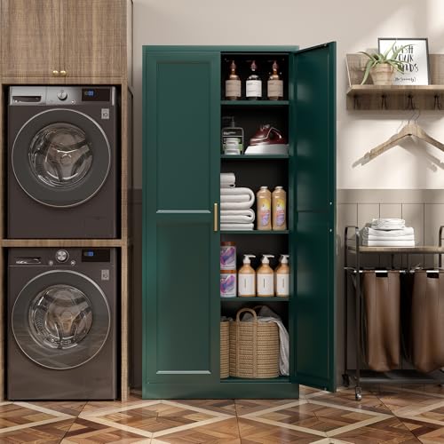 71"Metal Pantry Storage Cabinet with Doors & 4 Adjustable Shelves