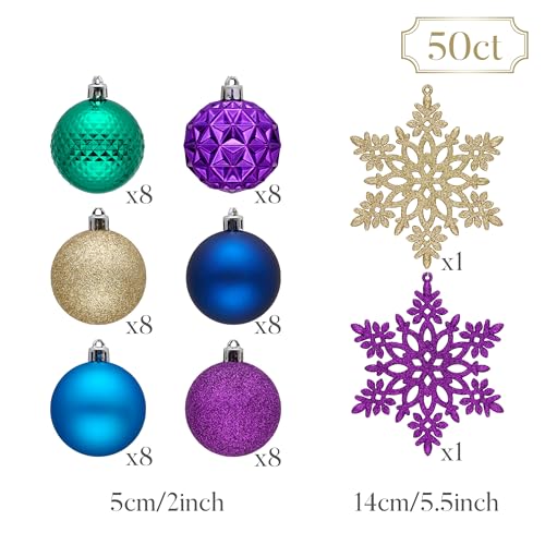 50ct Christmas Tree Decorations Ball Ornaments 2 Inches (50 Count)