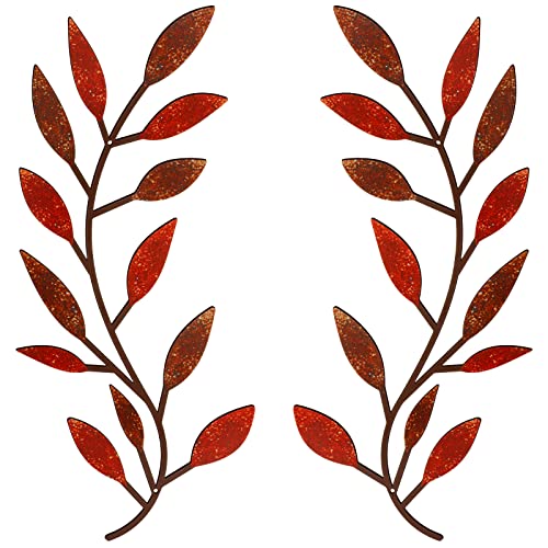 2 Pcs Metal Leaf Wall Art Vine Branch Decor (2 Count)