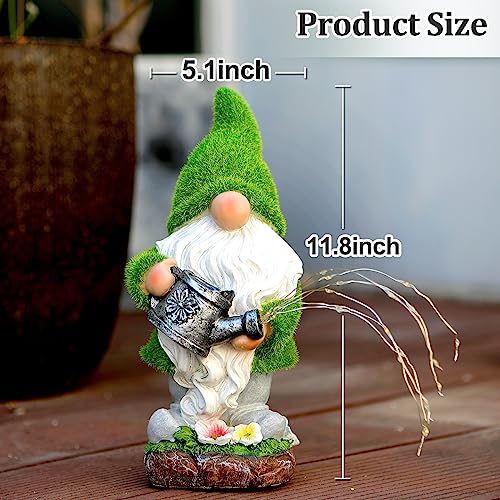 Flocked Solar Garden Gnomes Outdoor Statues