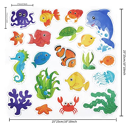 20 PCS Sea Animals Thick Window Gel Clings for Kids Toddlers (100 Count)