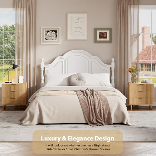 Fluted Natural 3 Drawer Dresser for Bedroom with Deep Drawers