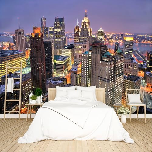 City Night View wall Mural Peel and Stick Wallpaper for Bedroom Living Room