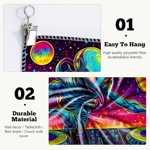 Blacklight Space Astronaut Tapestry UV Reactive Galaxy Planet Glow in Dark Tapestries Black Light Poster Neon Wall Hanging Art for bedroom Living Room