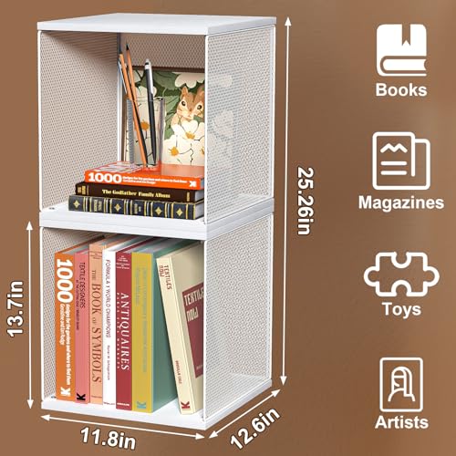2 Cube Organizer Bookshelves DIY Variable Stackable Cube Storage Organizer for Kid Bedroom (2 Count)