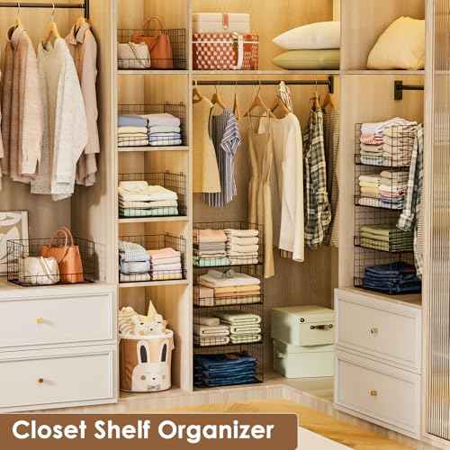 3 Tier Stackable Closet Organizers and Storage Shelves (3 Count)
