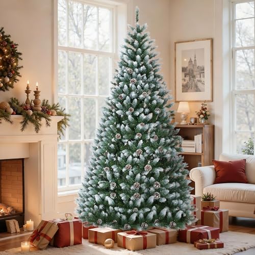 9FT Pre Lit Artificial Christmas Tree with White Lights
