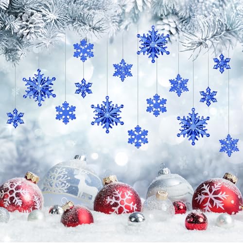 Navy Blue 40 Pcs Christmas Snowflake Ornaments for Xmas Tree (40 Count)
