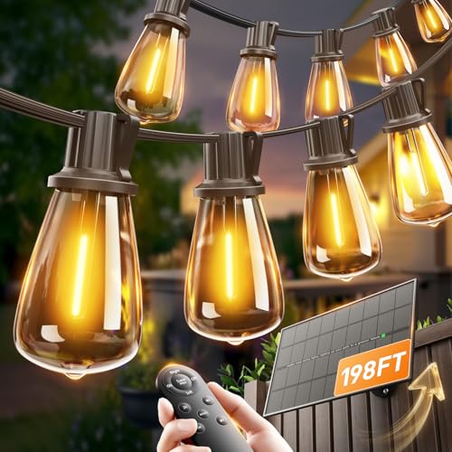 198FT(192+6) Solar String Lights Outdoor with Remote, Long-Lasting (198 Foot)