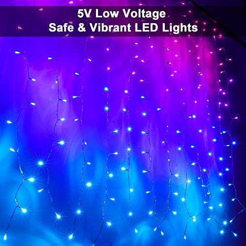 Pink Purple & Blue Ombre LED Curtain Lights with Remote