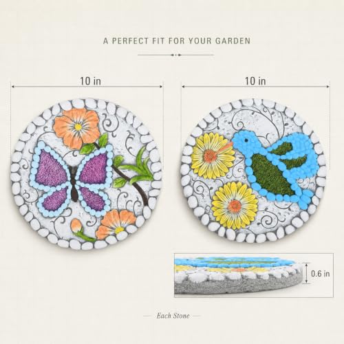 2 Pack Garden Stepping Stones 10 inch Round Cement Decorative Stones Pavers