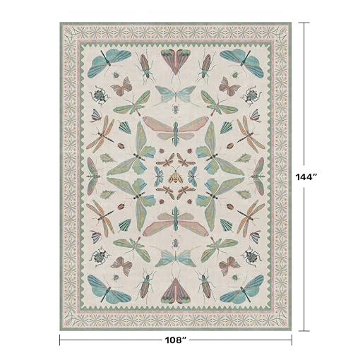 Green Butterfly Area Rug 9x12 for Living Room (108 Sq Ft)