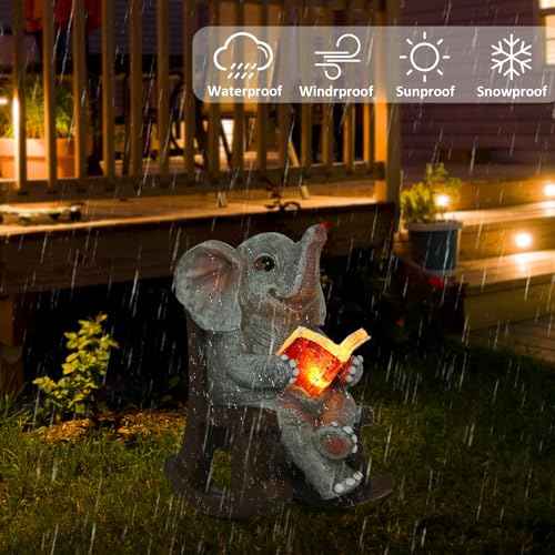 Garden Statues Elephant Outdoor Decor Lights