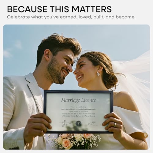 8.5x14 Black Marriage License Frame (3 Count)