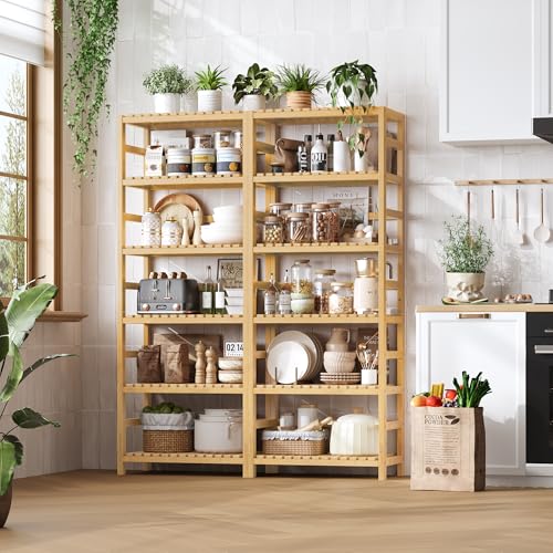 6 Tier Bamboo Shelf with Adjustable Shelves (6 Count)