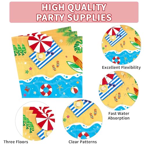 200Pcs Beach Party Supplies Hello Summer Party Plates Serves 50 (200 Count)