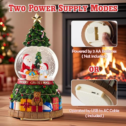 Musical Christmas Snow Globes Lantern with Christmas Tree