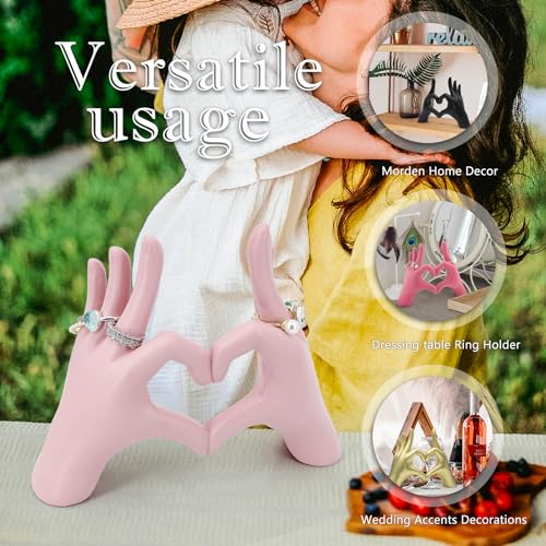 Pink Heart Hands Sculpture Decor
