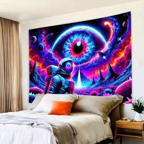 Blacklight Tapestry Astronaut Glow Backdrop 78 x 59 Inch