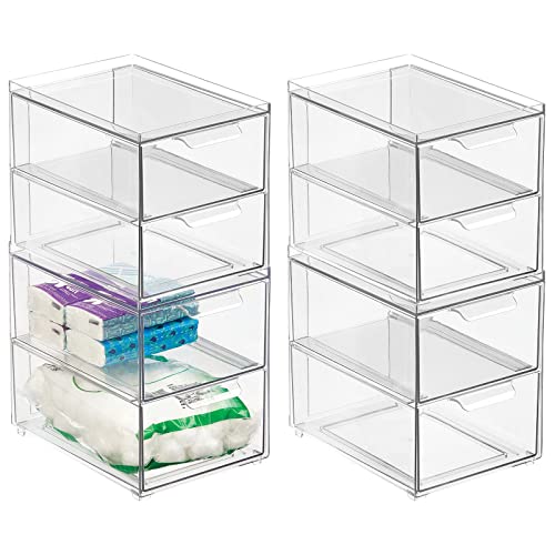 Stackable Storage Containers Box with 2 Pull (4 Count)