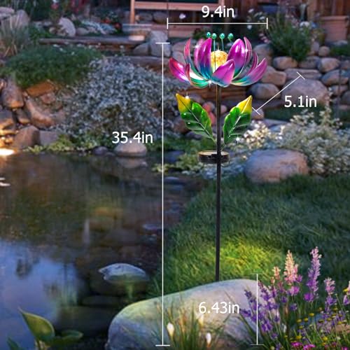 Solar Purple Metal Flower Wind Spinners