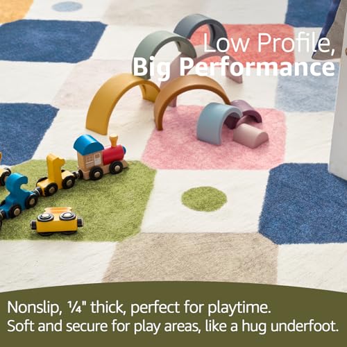 Corner Rug Washable Kids Rug Colorful Nursery Classroom Play Mat (64 Sq Ft)