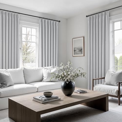 Light Grey Black Out 54 Inches Long Boho Small Curtains 2 Panels Set (2 Count)