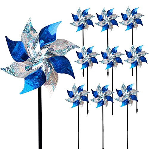 10 Pack Reflective Pinwheels with Stakes (10 Count)