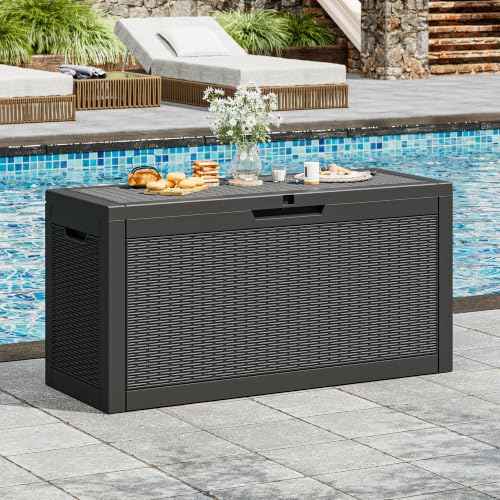75 Gallon Outdoor Storage Box Waterproof Deck Box for Patio