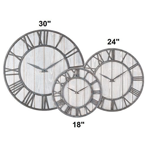 Oldtown Farmhouse Metal & Solid Wood Noiseless Wall Clock