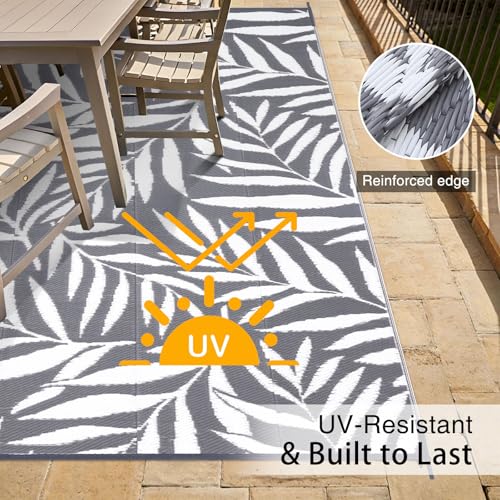 Outdoor Rug 9x12 ft Waterproof Reversible Leaf Mat