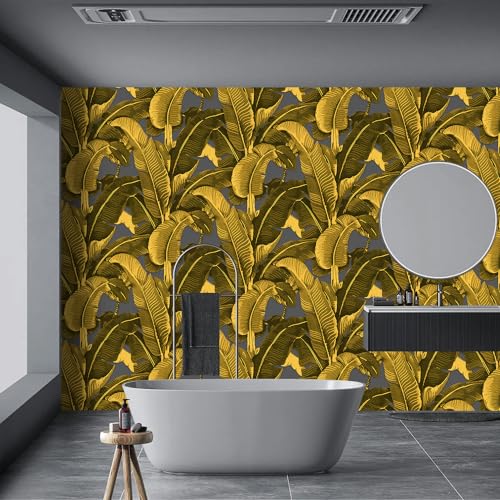 Vintage Gold Banana Leaf Bathroom wallpeper Living Room Bedroom Tropical Plant wall Mural