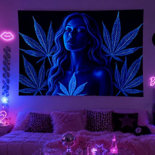 Blacklight Tapestry for Bedroom 78x59 Inch Trippy Room Decor