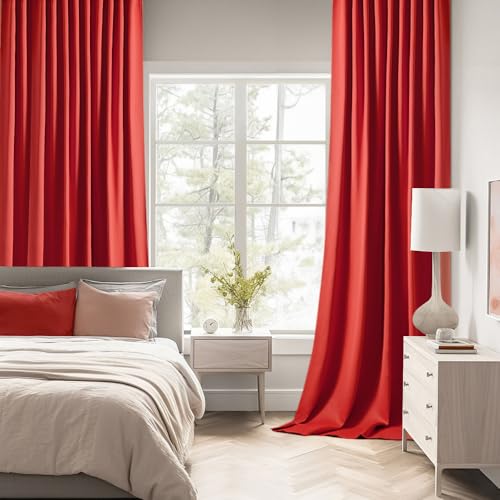 Christmas Red Back Tab Blackout Curtains 52x108 Inch Long 2 Panels (2 Count)