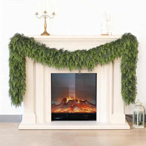9FT 1Pcs Lifelike Touch Artificial Christmas Cedar Garland for Mantle Decor