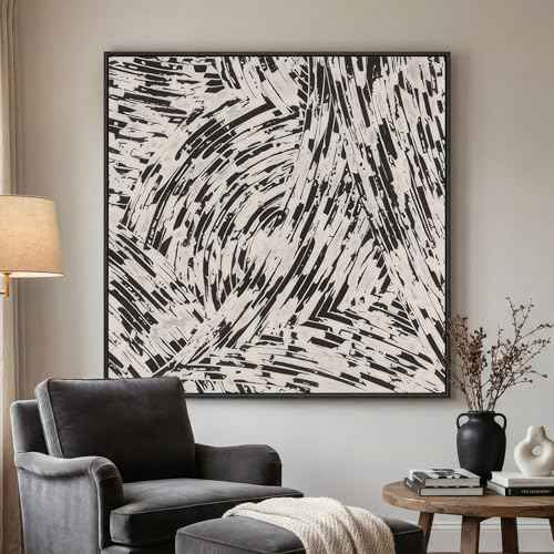 Extral Large Framed Black White Abstract Wall Art for Living Room