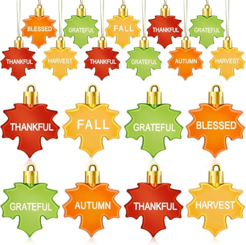 24 Pcs Fall Tree Ornaments Maple Leaf Thanksgiving Decorations (24 Count)