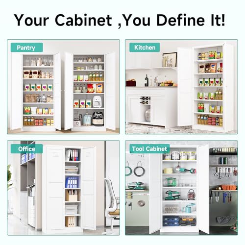71" Tall Pantry Cabinet with 2 Doors and 5 Shelves