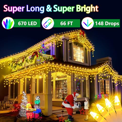 66FT 670 LED Christmas Lights 148 Ice Drops
