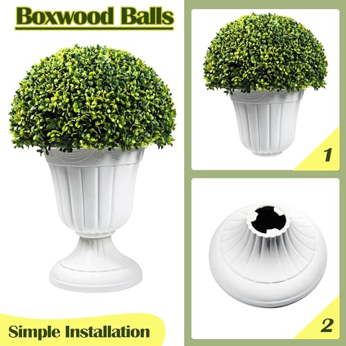 2 PCS 23”Artificial Boxwood Topiary Ball Tree Patio Plants (2 Count)