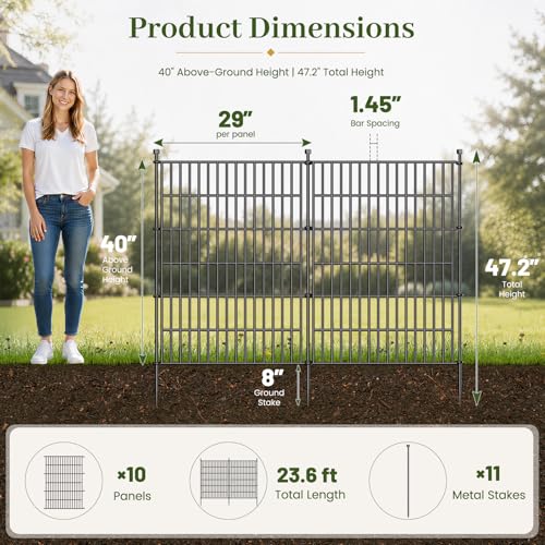 No Dig Garden Fence Outdoor for Yard (78.67 Sq Ft)