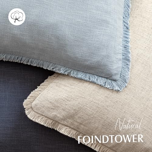 Decorative Linen Fringe Throw Pillow Covers 24×24 Inch (2 Count)