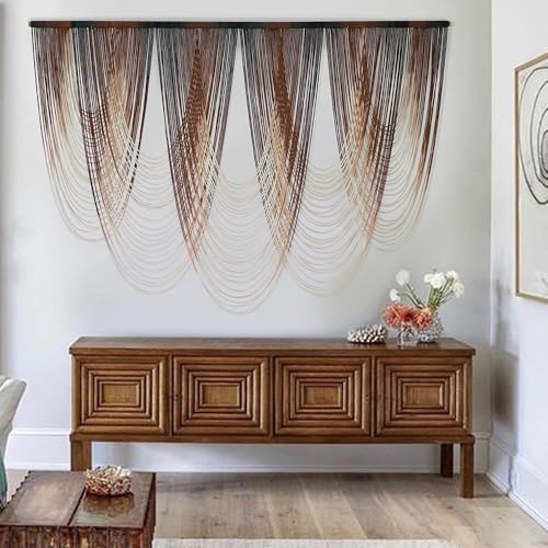 Macrame Wall Hanging Dip Dyed Brown Fiber Tapestry Boho Decor 57" W x 41" L