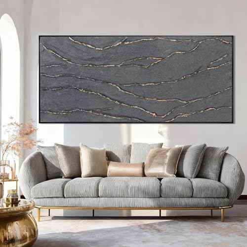 Contemporary Hand Painted Wall Art Line Wall Decor Abstract Canvas Painting 32"x70" Large Canvas Artwork for Living Room Kitchen Bedroom