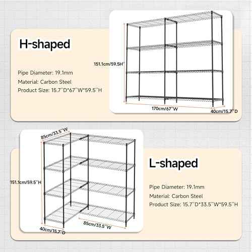 4 Tiers Storage Shelves Load 1200LBS