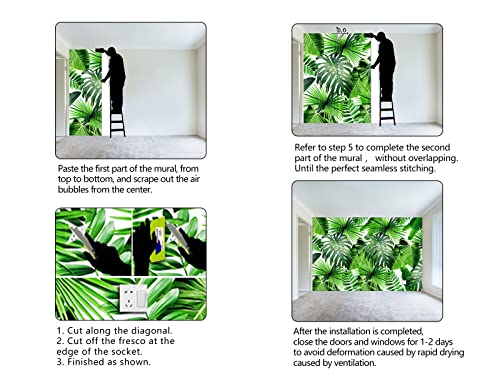 Tropical Green Botanical Leaf Wallpaper Bedroom Plant Mural Room Decor Living Room tv Background Large wall Mural
